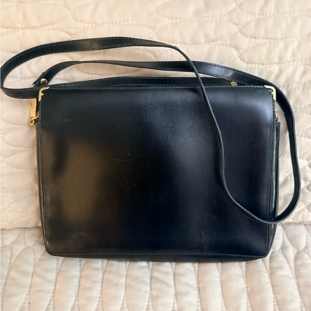 Authentic Ferragamo Black Leather Crossbody Bag
